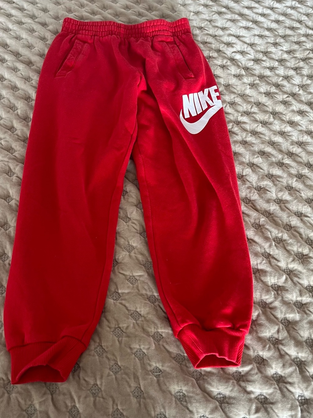Nike Red Fleece Shorts with White Swoosh